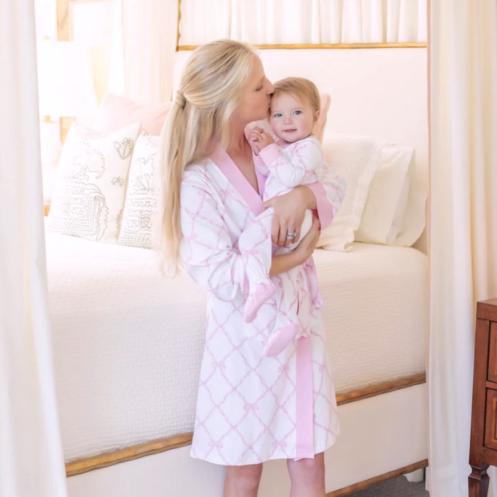 The Beaufort Bonnet Company Pink and White Robe
